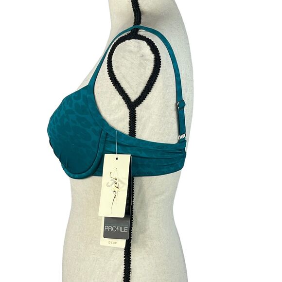 Profile by Gottex SZ 34 D Swim Bikini Top Lightly Padded Underwire Leopard Print - Picture 5 of 12